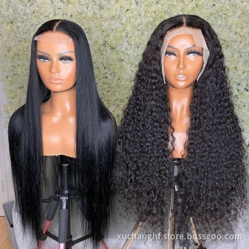 Cuticle Aligned virgin brazilian hair 3B Curly Hair Wigs transparent hd lace 6X6,5X5,4X4 lace closure wigs